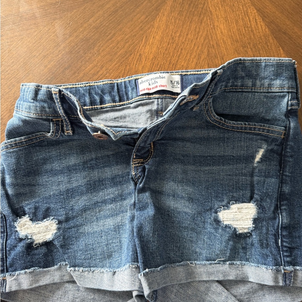 Abercrombie & Fitch Distressed Blue Jean Shorts